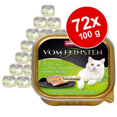 Animonda vom Feinsten Adult herkkutäytteellä -suurpakkaus 72 x 100 g - kana, lohifile & pinaatti