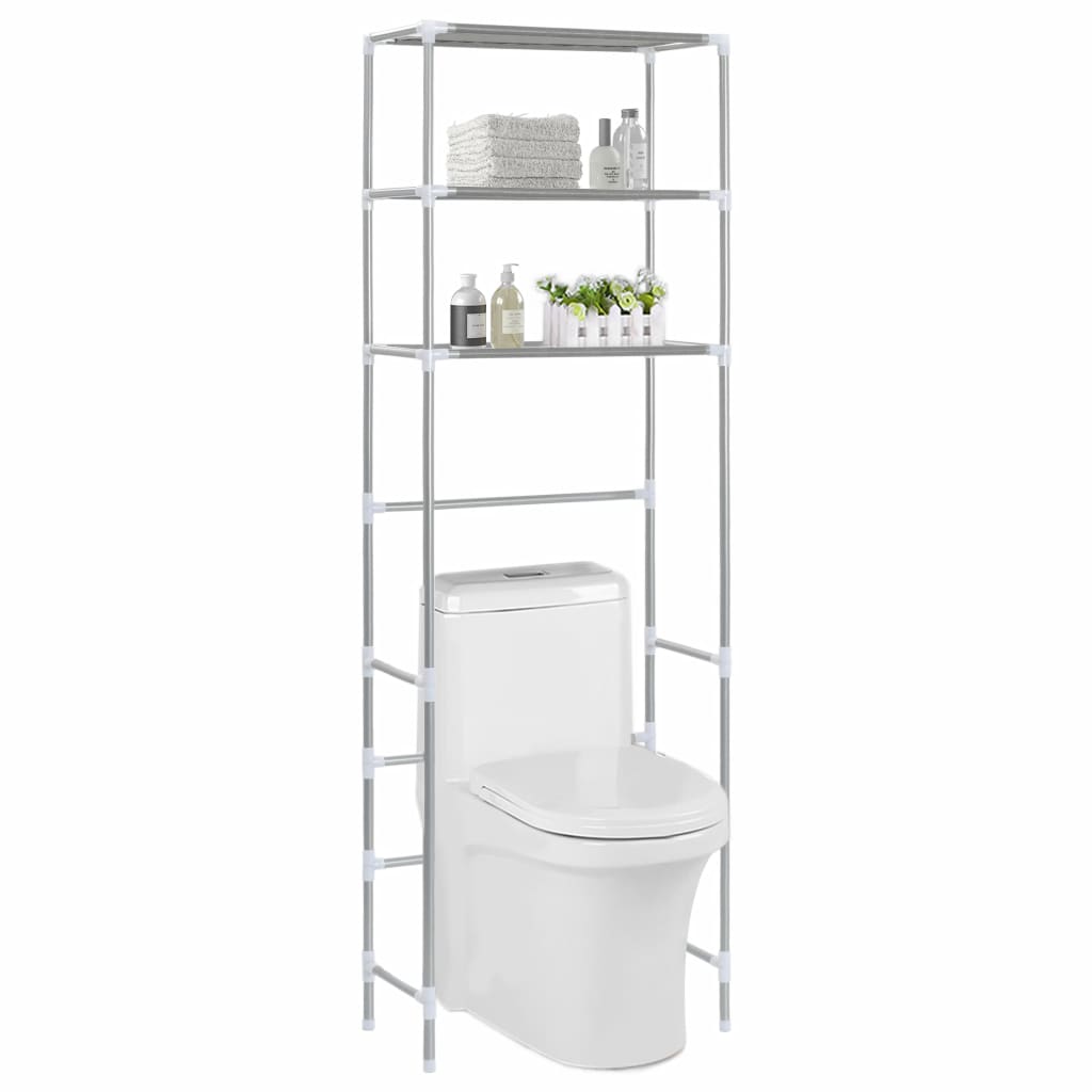 vidaXL 3-kerroksinen säilytyshylly WC-pytyn ylle hopea 53x28x169 cm