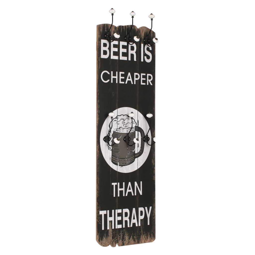 vidaXL Seinänaulakko 6 koukulla BEER CHEAPER 120x40 cm
