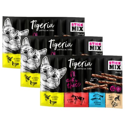 Säästöpakkaus Tigeria Sticks 30 x 5 g - lajitelma 2 (kani, hanhi, lammas & riista)