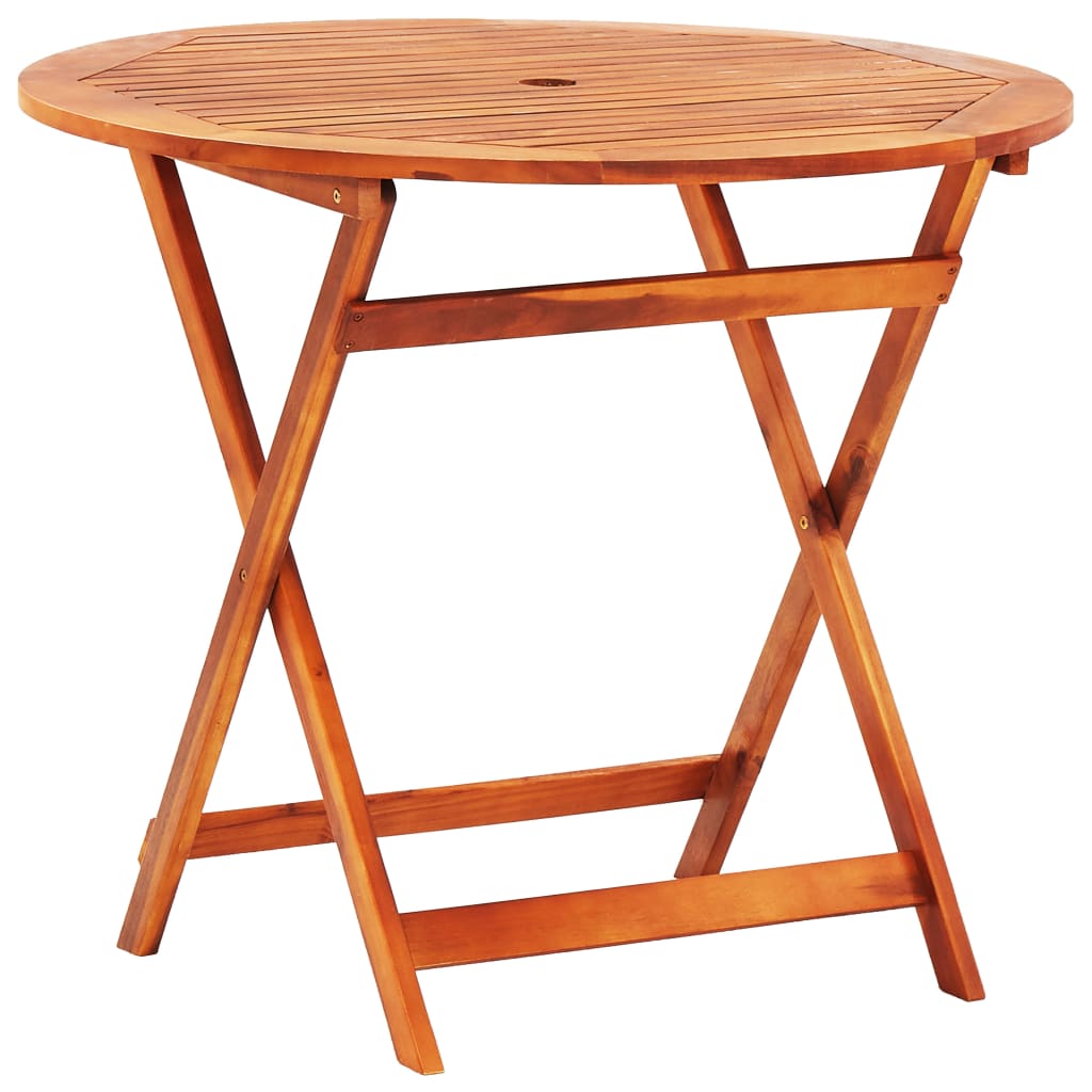 vidaXL Kokoontaittuva puutarhapöytä Ø90x75 cm täysi eukalyptuspuu