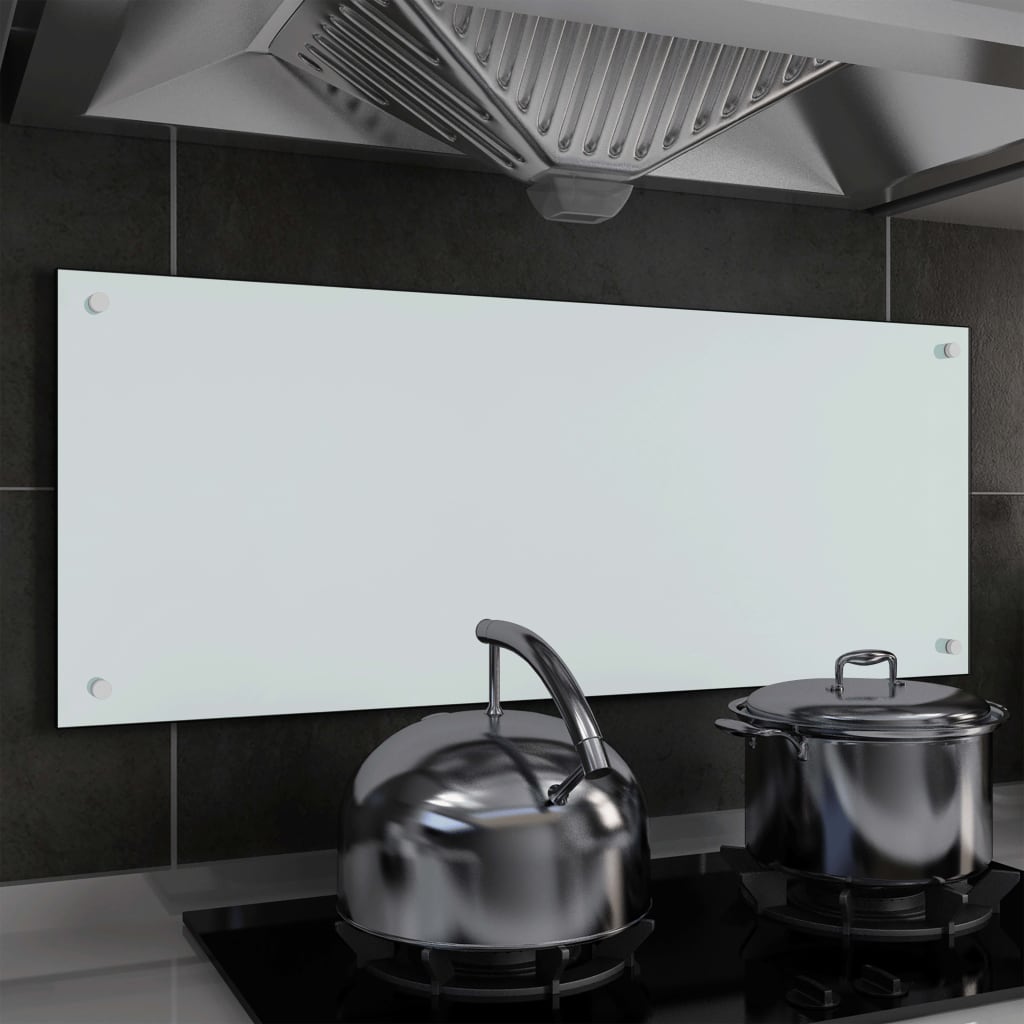 vidaXL Keittiön roiskesuoja valkoinen 100x40 cm karkaistu lasi