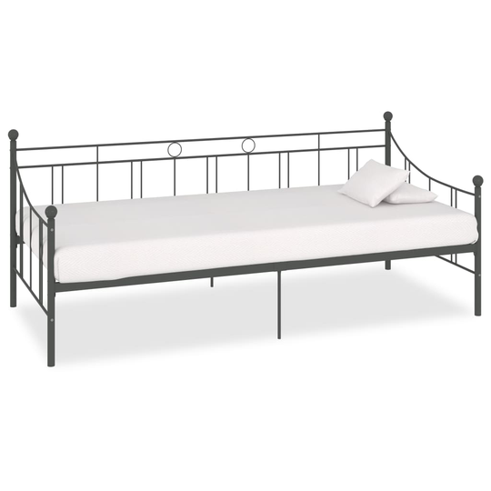 vidaXL Päivävuoteenrunko harmaa metalli 90x200 cm