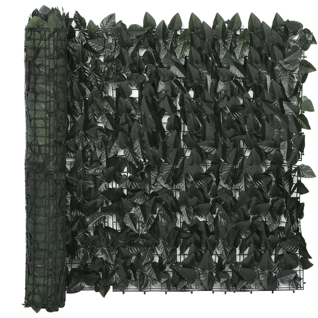 vidaXL Parvekkeen suoja tummanvihreillä lehdillä 300x75 cm