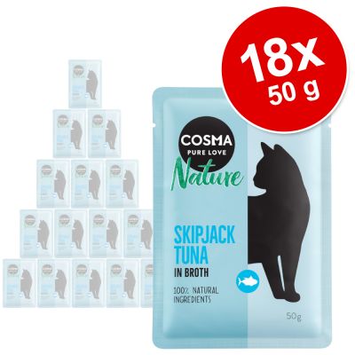 Cosma Nature Pouch -säästöpakkaus 18 x 50 g tarjoushintaan! - kana & lohi
