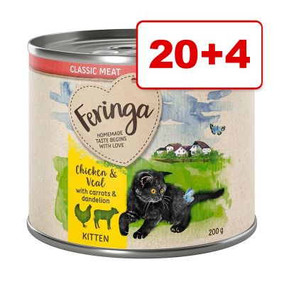 20 + 4 kaupan päälle! Feringa Menu Kitten 24 x 200 g - kana & vasikka