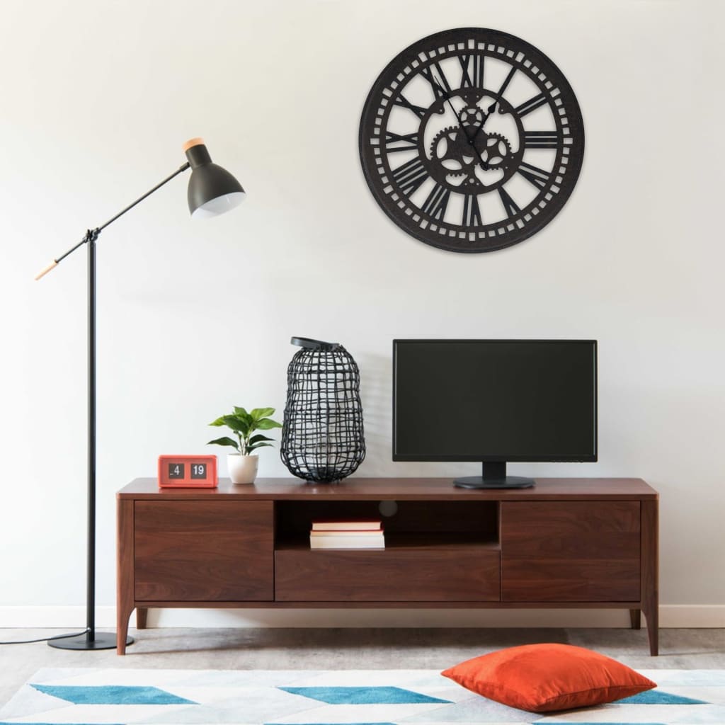 vidaXL Seinäkello musta 70 cm MDF