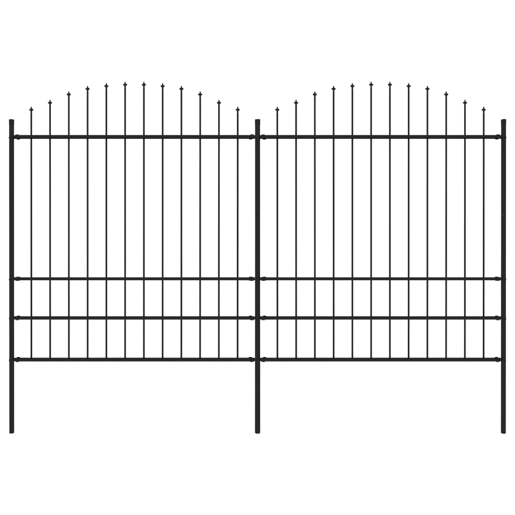 vidaXL Puutarha-aita keihäskärjillä teräs (1,75-2)x3,4 m musta
