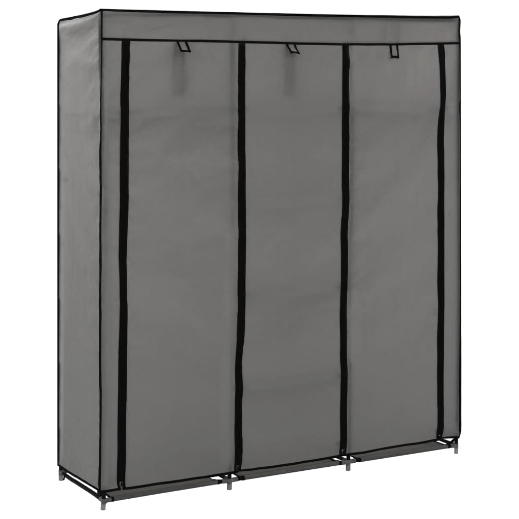 vidaXL Vaatekaappi lokeroilla ja tangoilla kangas 150x45x175 cm harmaa