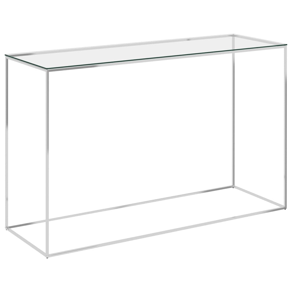 vidaXL Sivupöytä hopea 120x40x78 cm ruostumaton teräs ja lasi