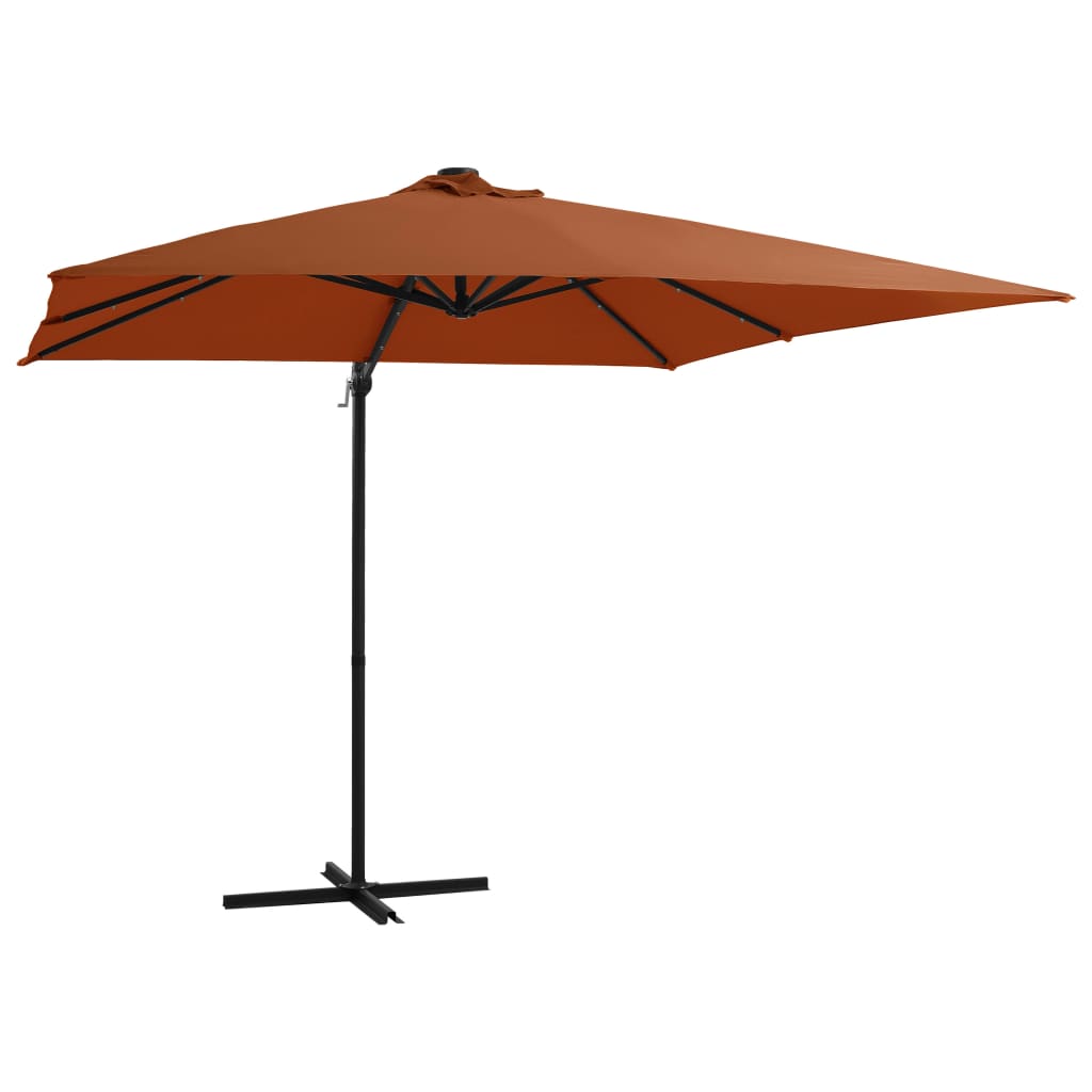 vidaXL Aurinkovarjo LED-valoilla terrakotta 250x250 cm