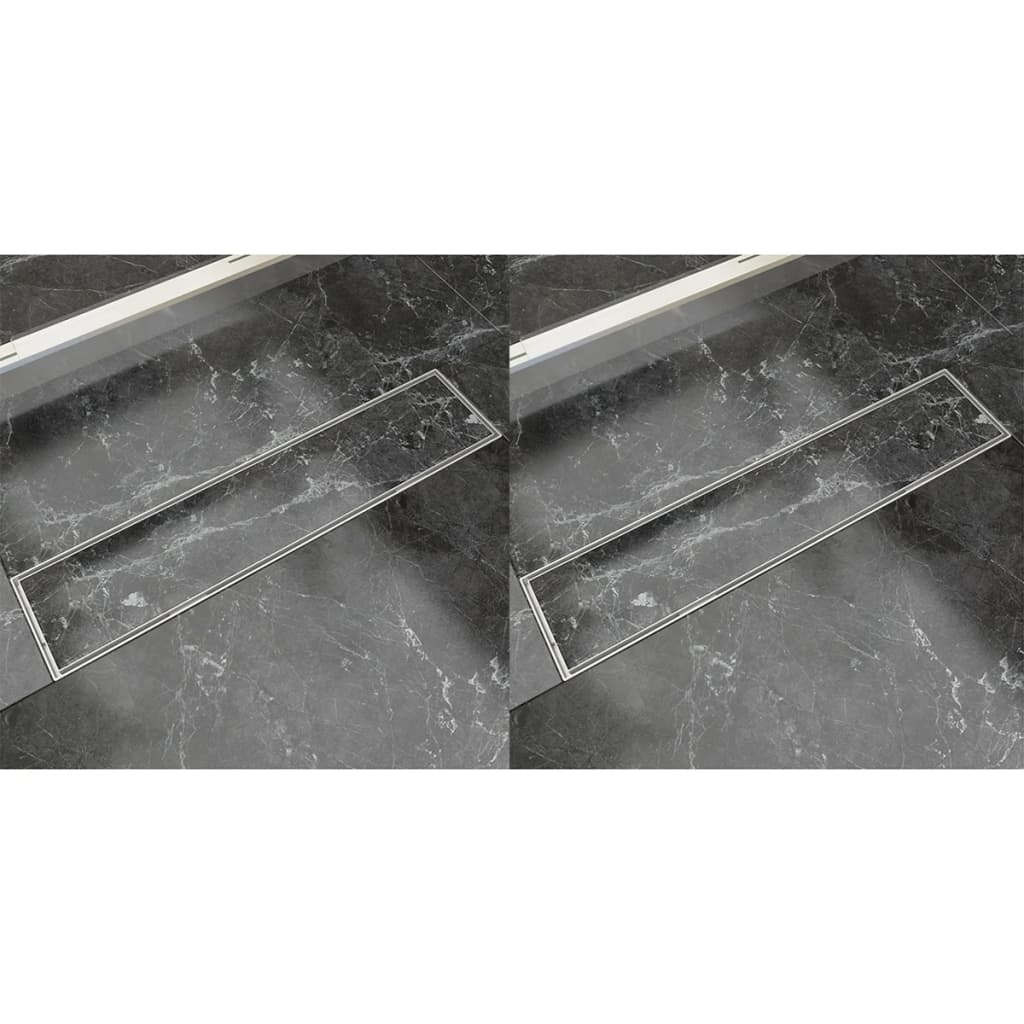 vidaXL Lineaarinen suihkukaivo 2 kpl 530x140 mm ruostumaton teräs
