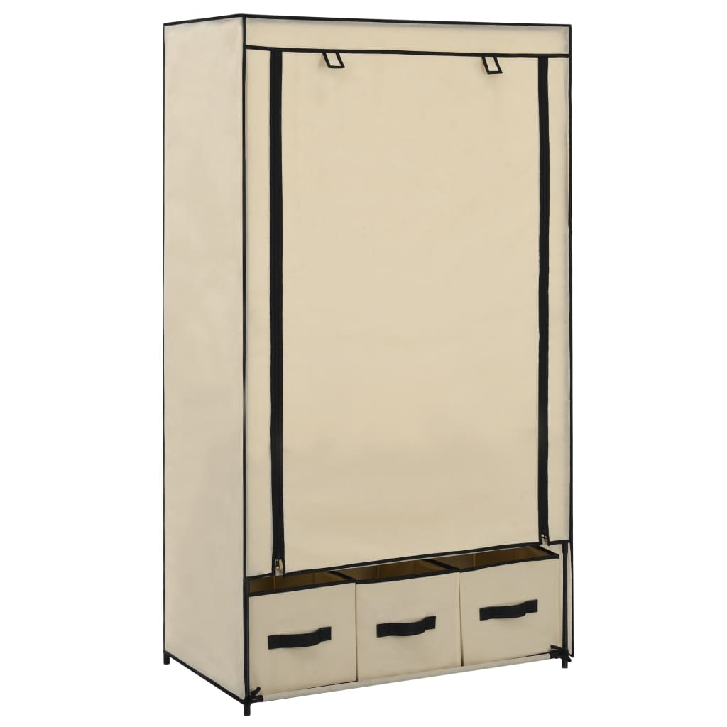 vidaXL Vaatekaappi kerma 87x49x159 cm kangas