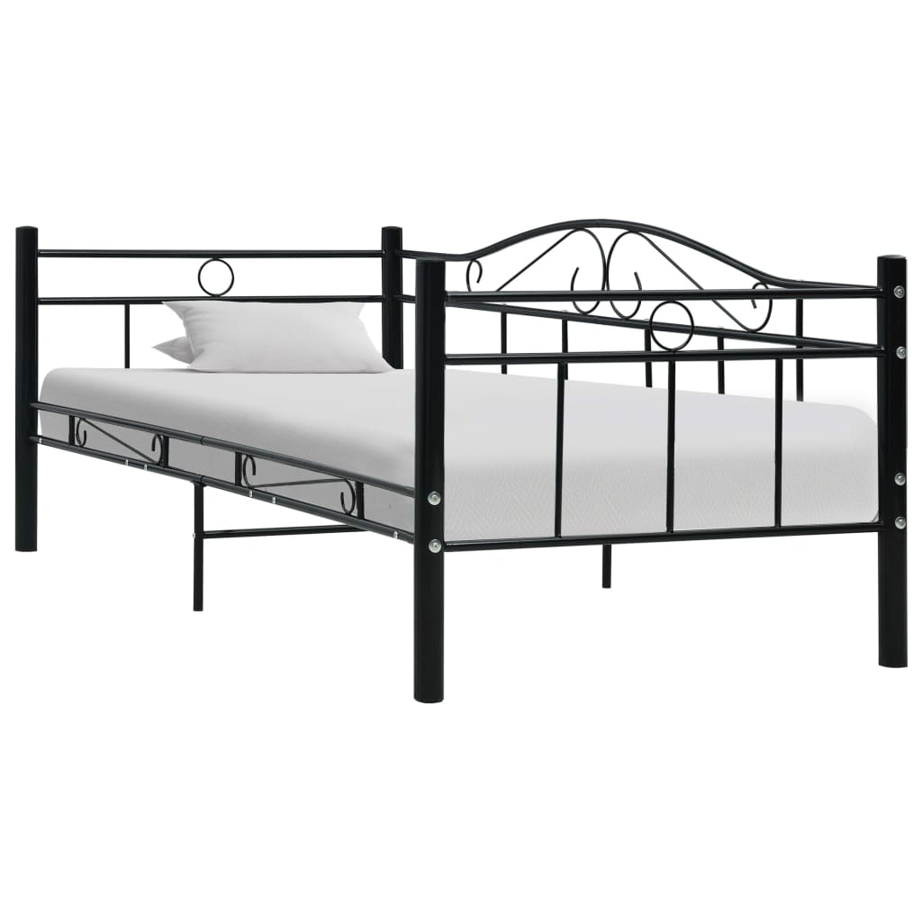 vidaXL Päivävuoteenrunko musta metalli 90x200 cm