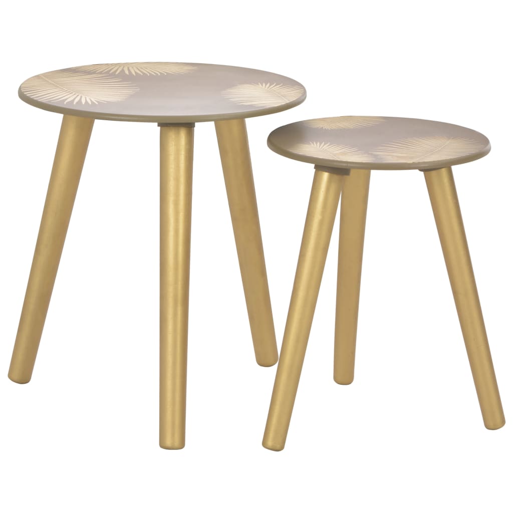 vidaXL Sivupöytäsarja 2 kpl kullanvärinen 40x45 cm/30x40 cm MDF