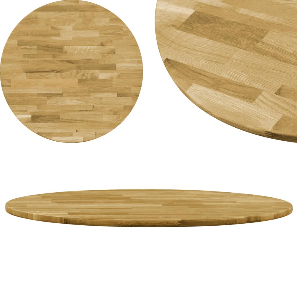 vidaXL Pöytälevy kiinteä tammipuu pyöreä 23 mm 700 mm