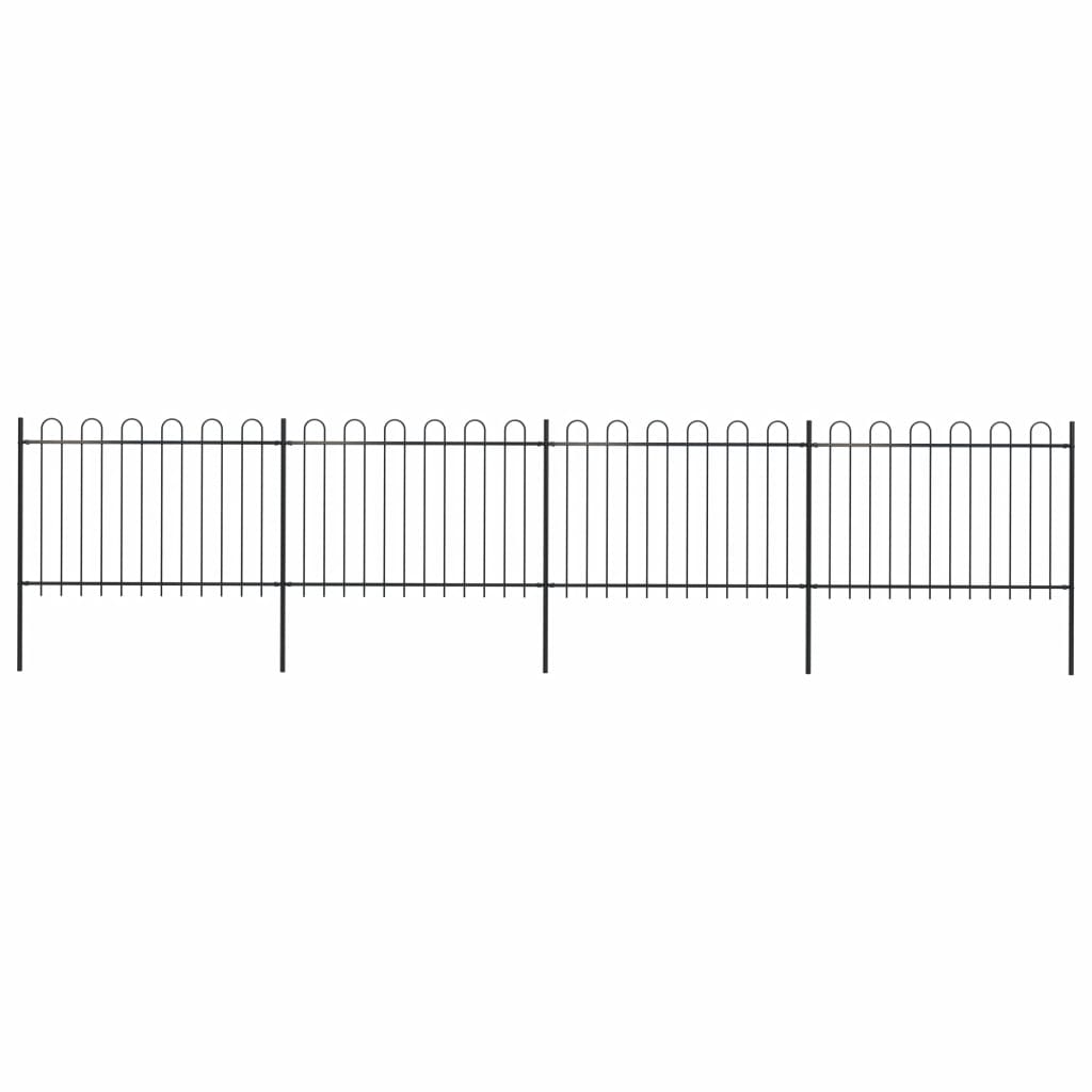 vidaXL Puutarha-aita kaarikärjillä 6,8x1,2 m teräs musta