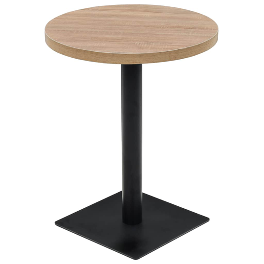 vidaXL Bistropöytä MDF ja teräs pyöreä 60x75 cm tammenvärinen