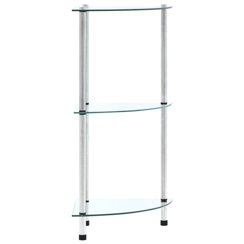 vidaXL 3-kerroksinen hylly läpinäkyvä 30x30x67 cm karkaistu lasi