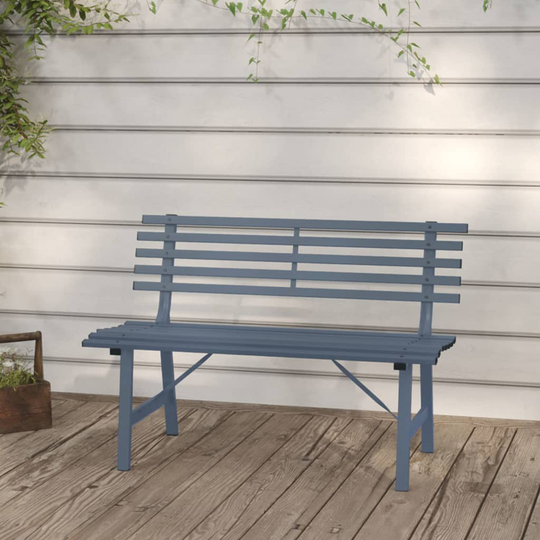 vidaXL Puutarhapenkki 110 cm teräs harmaa