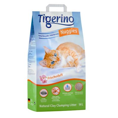 Tigerino Nuggies Ultra -kissanhiekka, raikkaantuoksuinen - 14 l