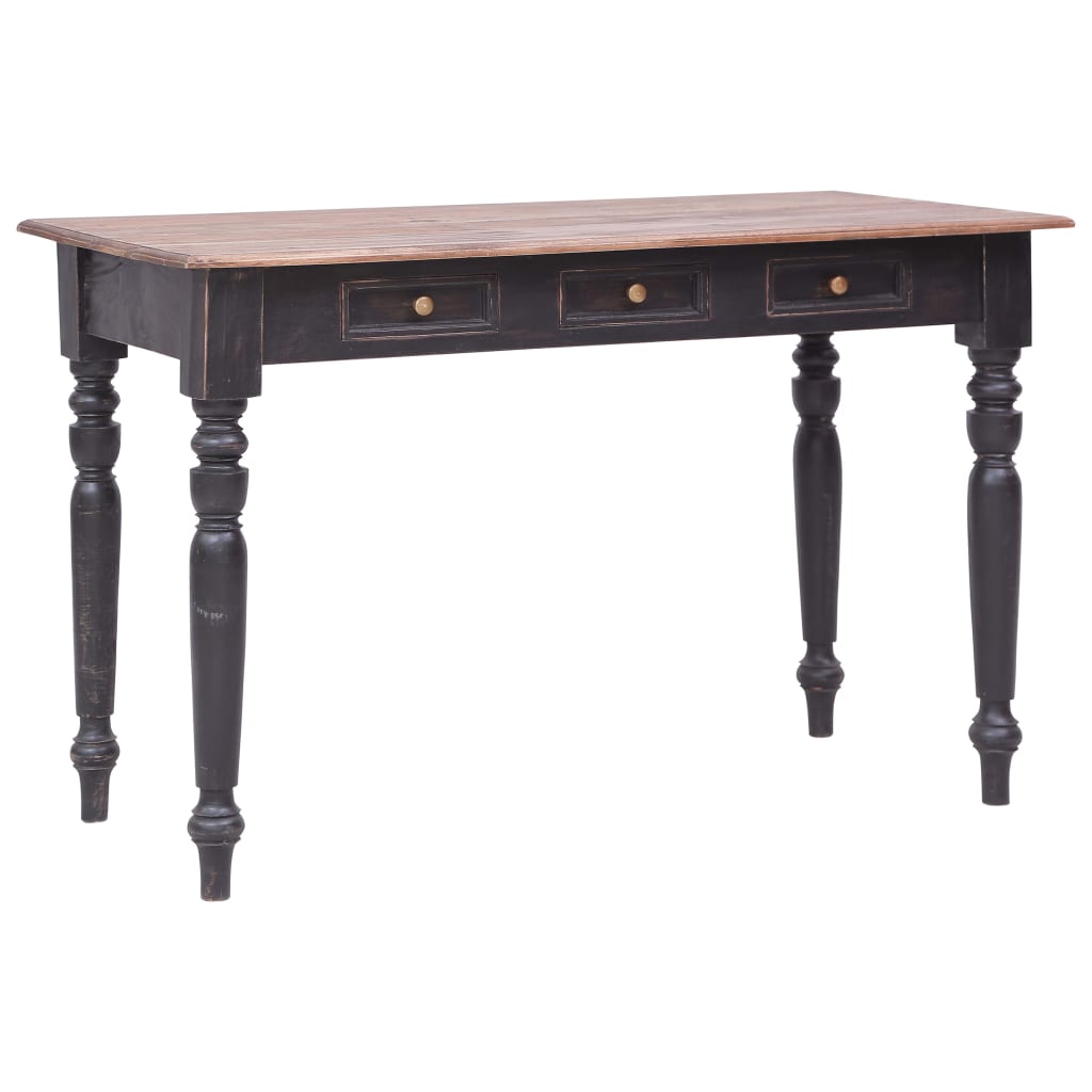 vidaXL Kirjoituspöytä 3 vetolaatikolla 117x57x75 cm täysi mahonki