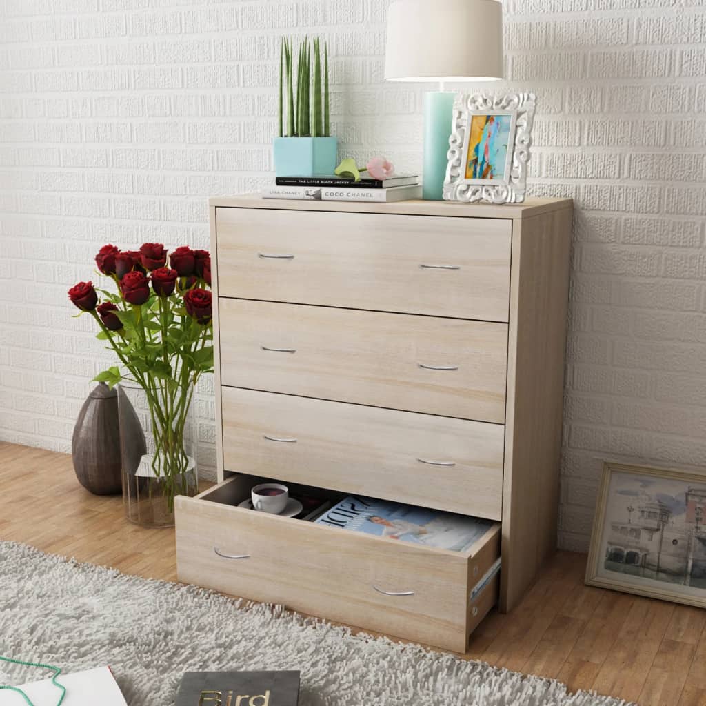 vidaXL Senkki 4 vetolaatikolla 60 x 30,5 x 71 cm tammenvärinen