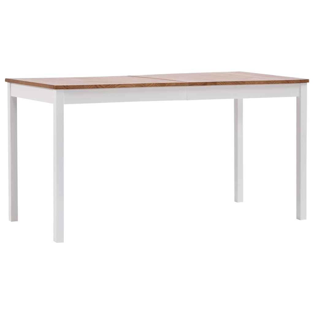 vidaXL Ruokapöytä valkoinen ja ruskea 140x70x73 cm mänty