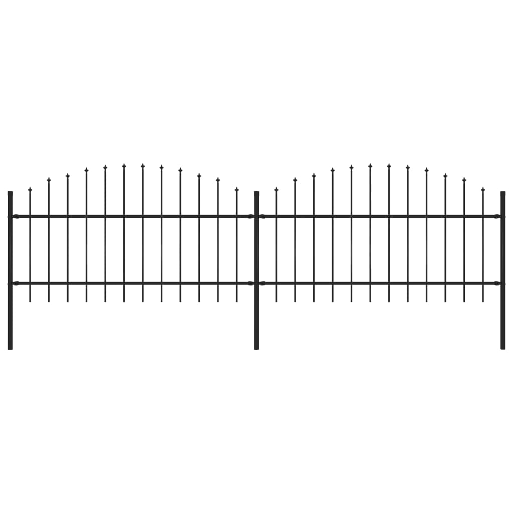 vidaXL Puutarha-aita keihäskärjillä teräs (1-1,25)x3,4 m musta