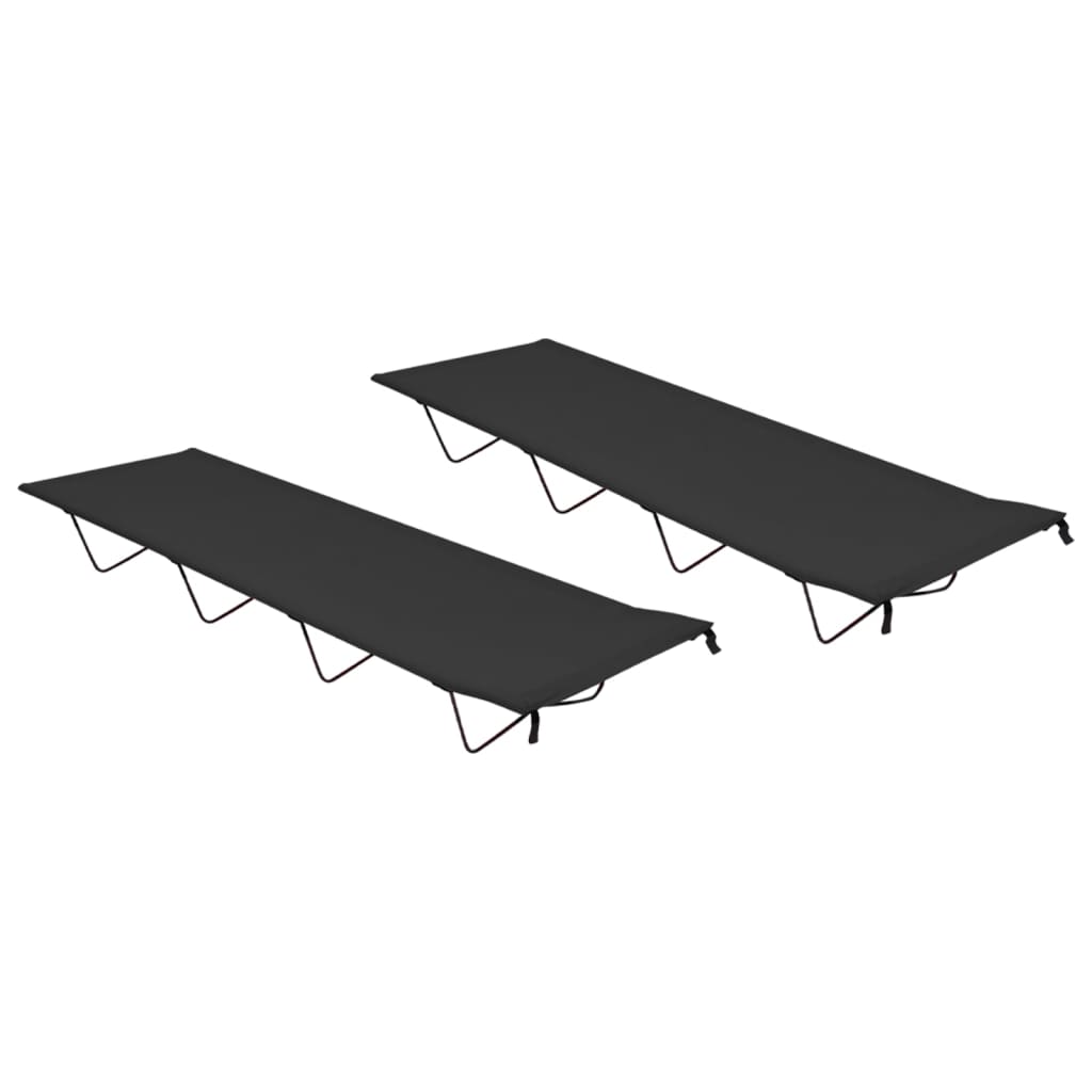 vidaXL Retkisängyt 2 kpl 180x60x19 cm Oxford-kangas ja teräs musta