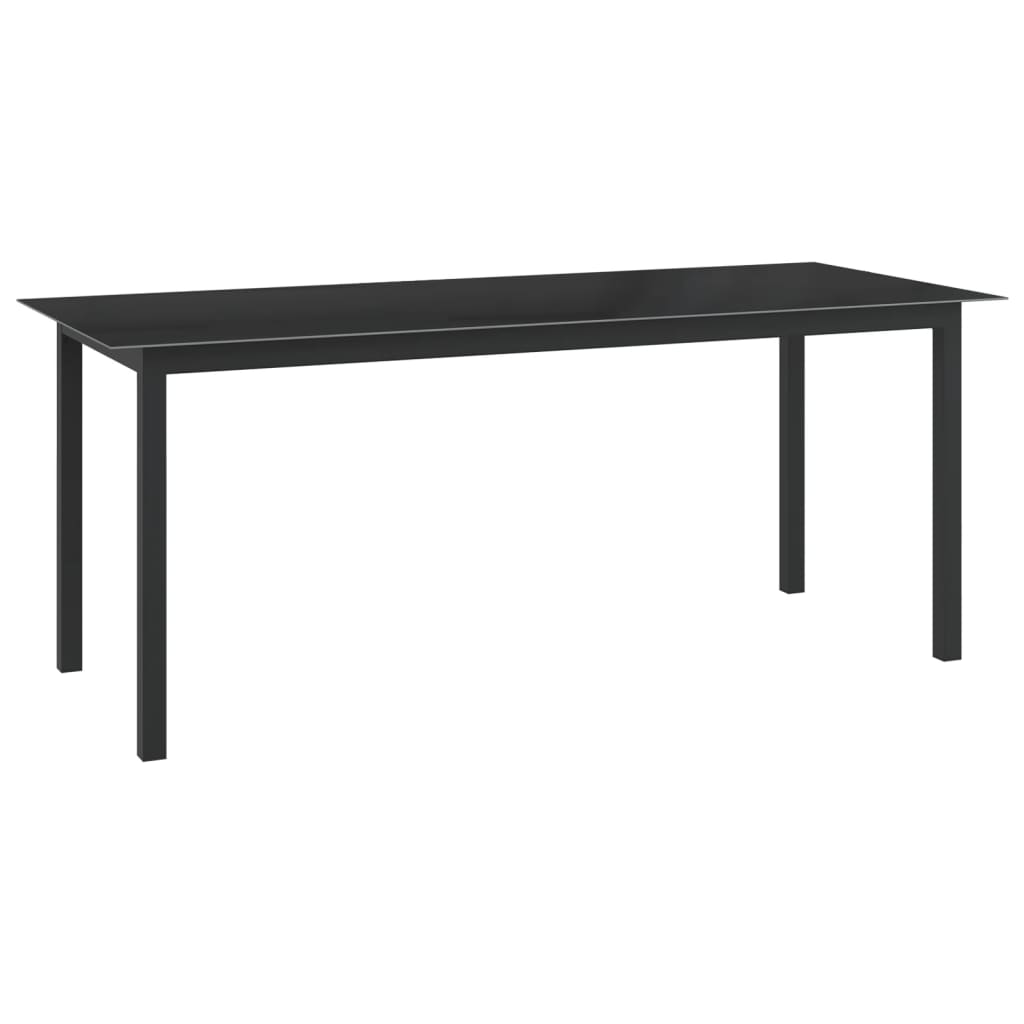 vidaXL Puutarhapöytä musta 190x90x74 cm alumiini ja lasi
