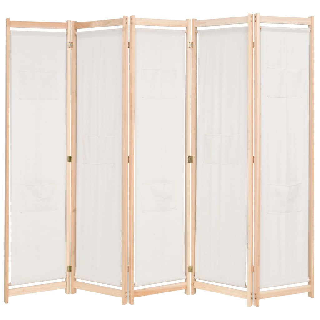 vidaXL 5-Paneelinen Tilanjakaja kerma 200x170x4 cm kangas