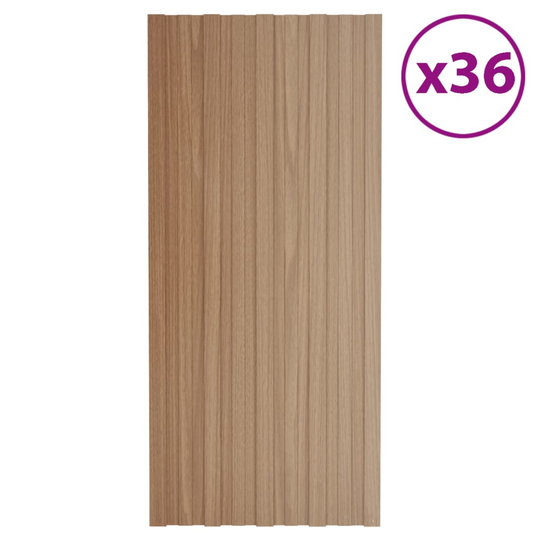 vidaXL Kattopaneeli 36 kpl galvanoitu teräs vaalea puu 100x45 cm