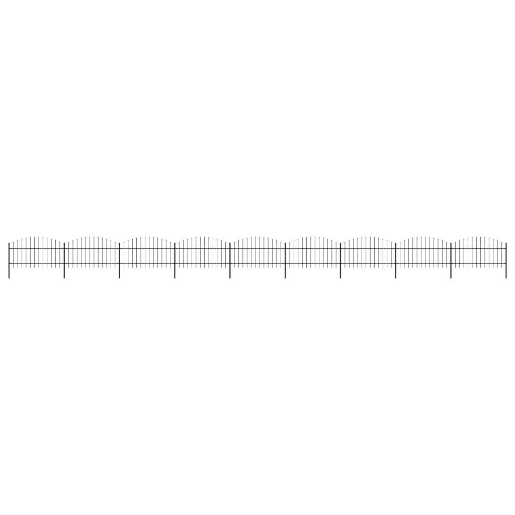 vidaXL Puutarha-aita keihäskärjillä teräs (1-1,25)x15,3 m musta