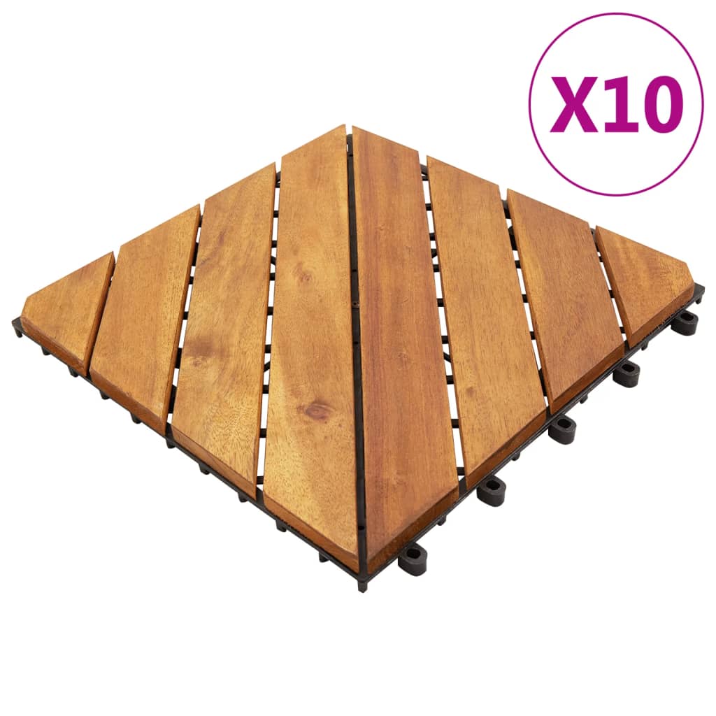 vidaXL Terassilaatat 10 kpl 30x30 cm täysi akaasiapuu