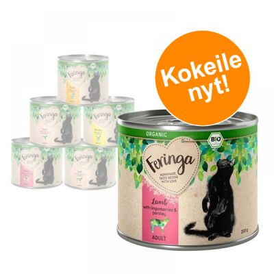 Kokeiluhintaan - 6 x 200 g Feringa Organic -kissanruokaa - luomukana, luomukurpitsa & luomukissanminttu