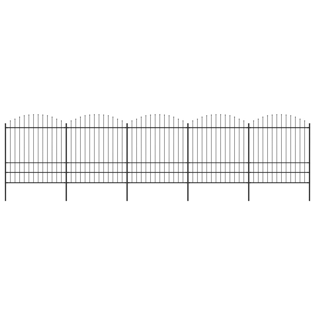 vidaXL Puutarha-aita keihäskärjillä teräs (1,75-2)x8,5 m musta