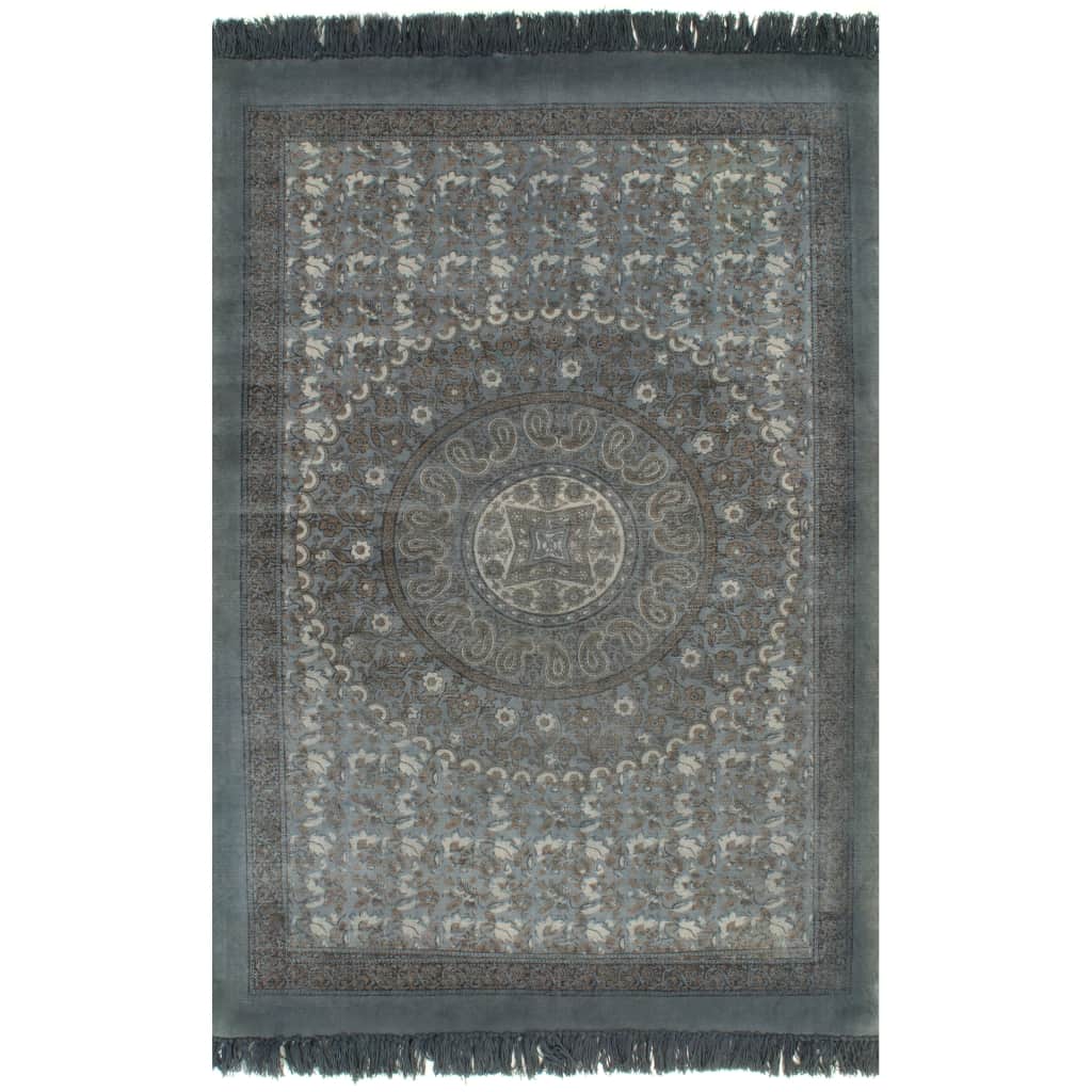vidaXL Kilim matto puuvilla 120x180 cm kuviolla harmaa
