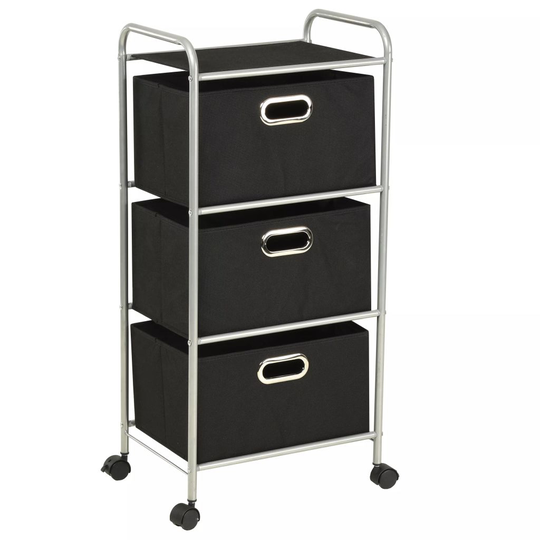 vidaXL Hyllykkö 3 säilytyslaatikkoa teräs ja kuitukangas
