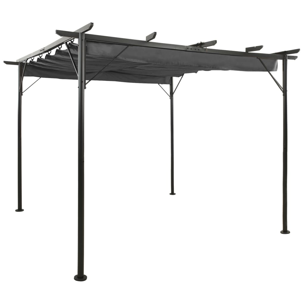 vidaXL Pergola sisäänvedettävä katto antrasiitti 3x3 m teräs 180 g/m²