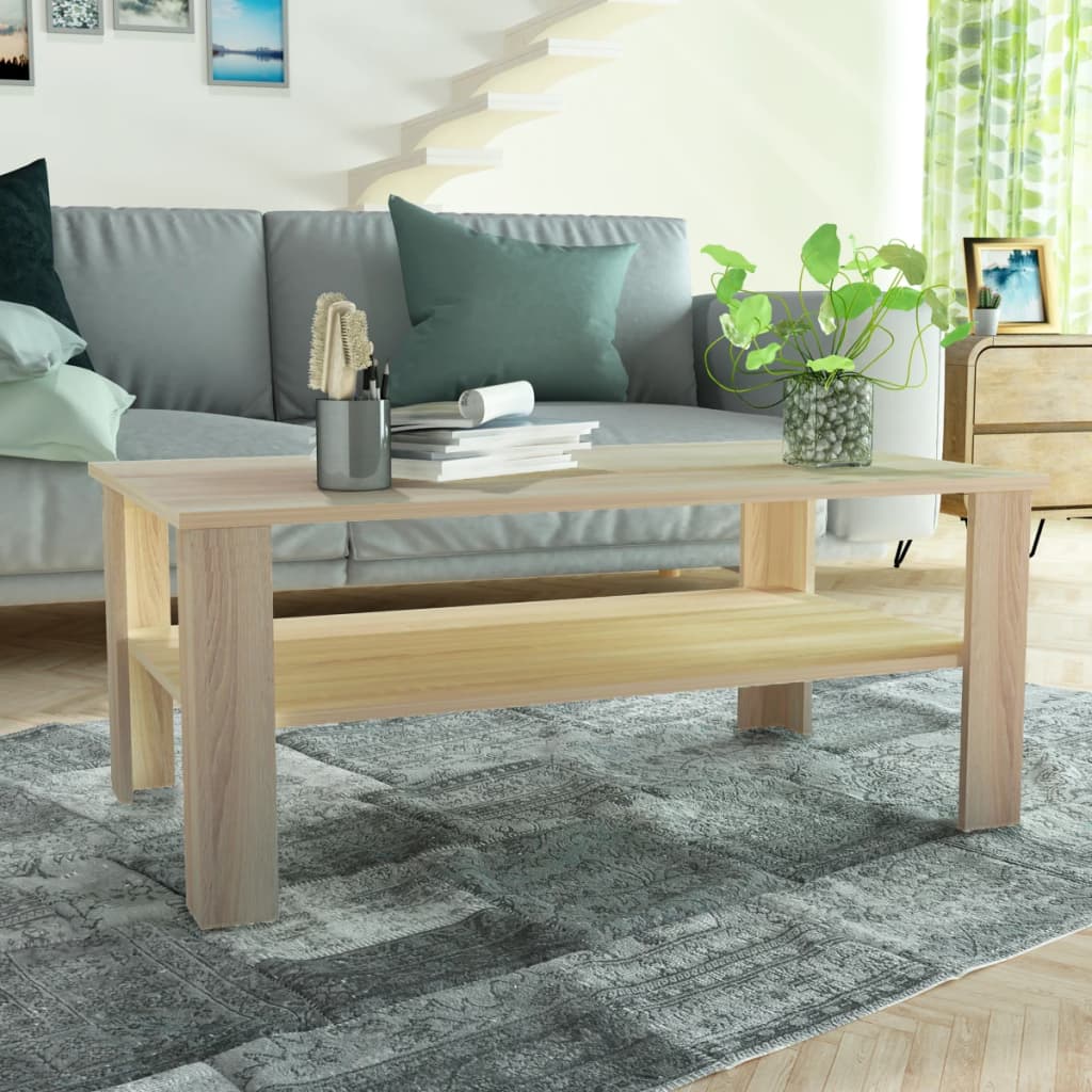 vidaXL Sohvapöytä lastulevy 100x59x42 cm tammen värinen