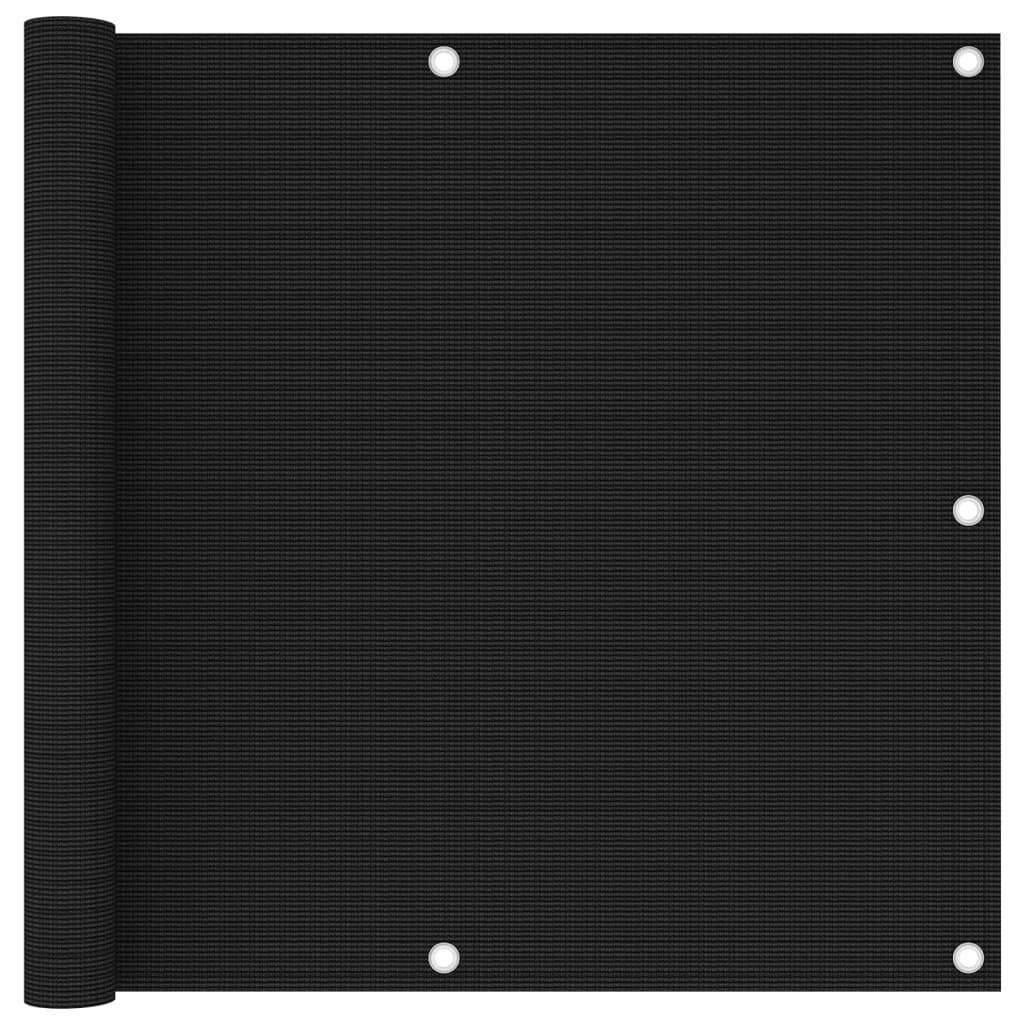 vidaXL Parvekkeen suoja musta 90x400 cm HDPE