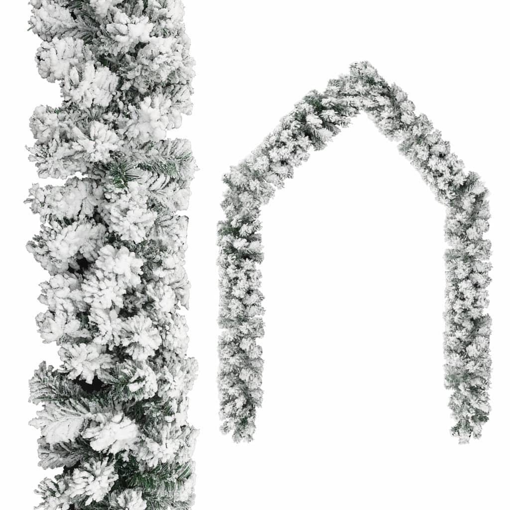 vidaXL Jouluseppele lumihuurteella vihreä 10 m PVC