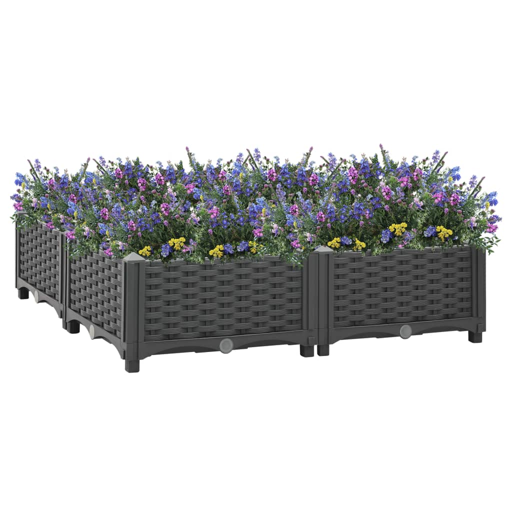 vidaXL Korotettu kukkalaatikko 80x80x23 cm polypropeeni