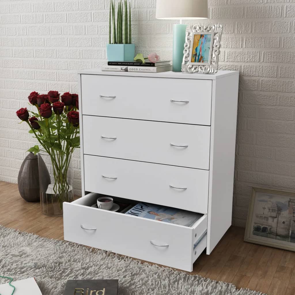 vidaXL Senkki 4 vetolaatikolla 60 x 30,5 x 71 cm Valkoinen