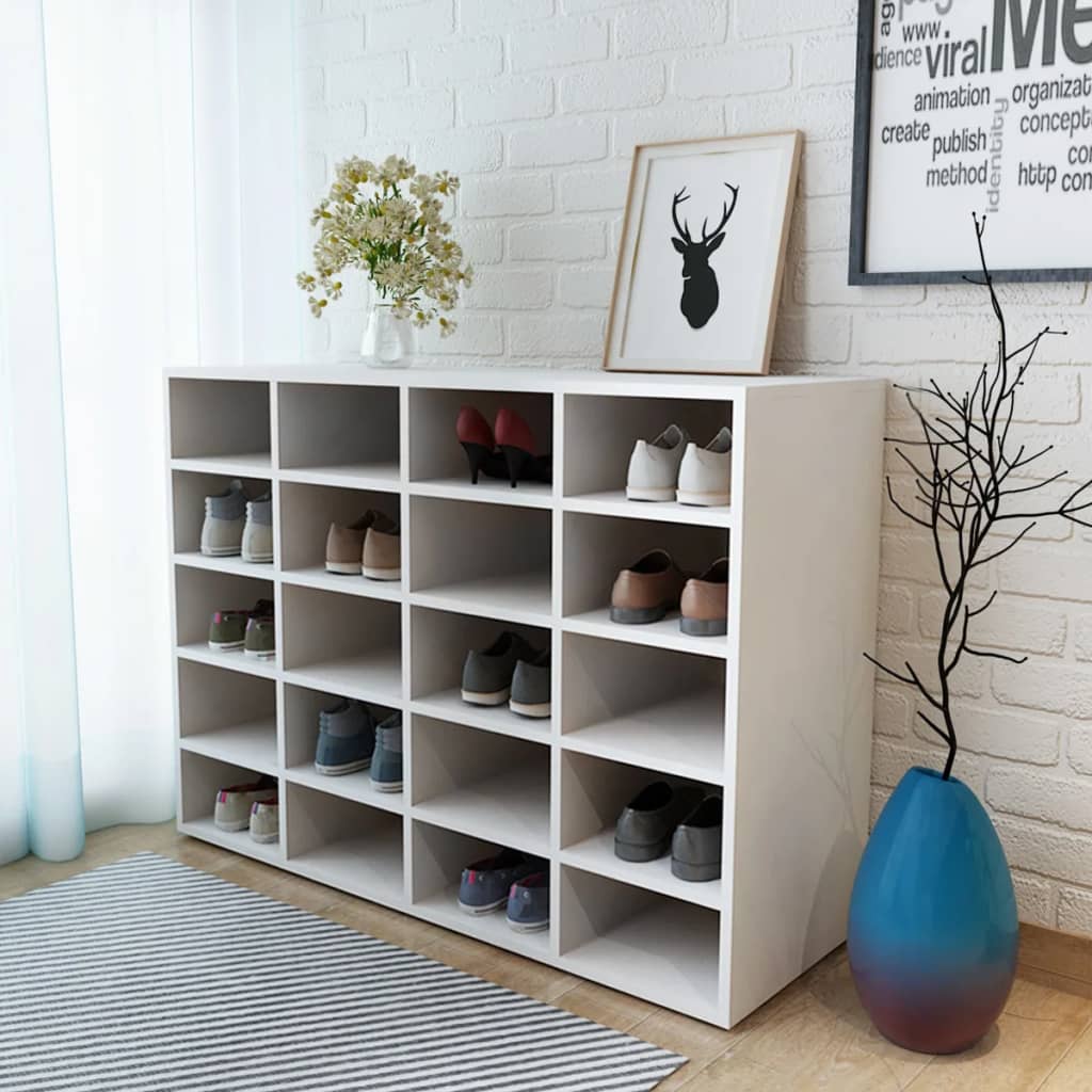 vidaXL Kenkäteline lastulevy 92x30x67,5 cm valkoinen