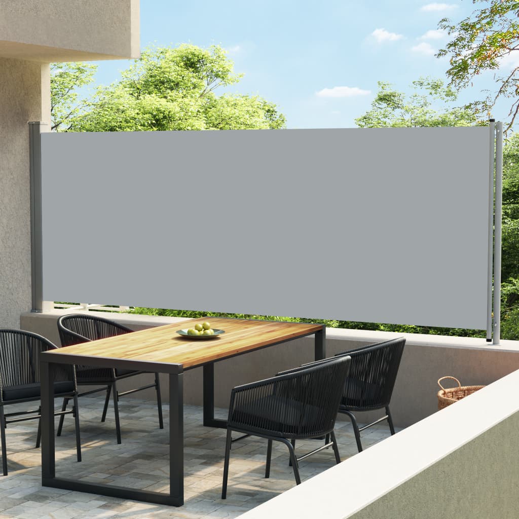 vidaXL Sisäänvedettävä terassin sivumarkiisi 600x170 cm harmaa