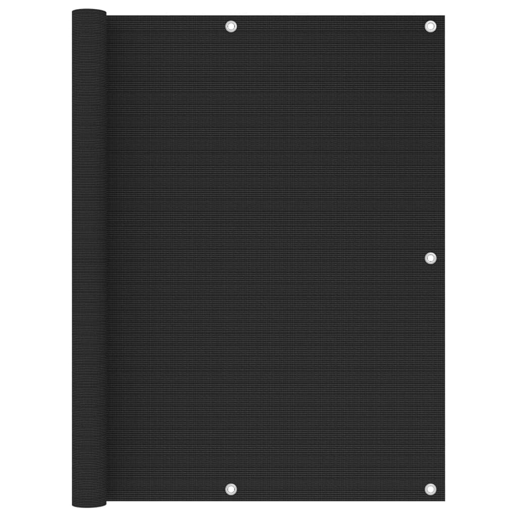vidaXL Parvekkeen suoja musta 120x600 cm HDPE
