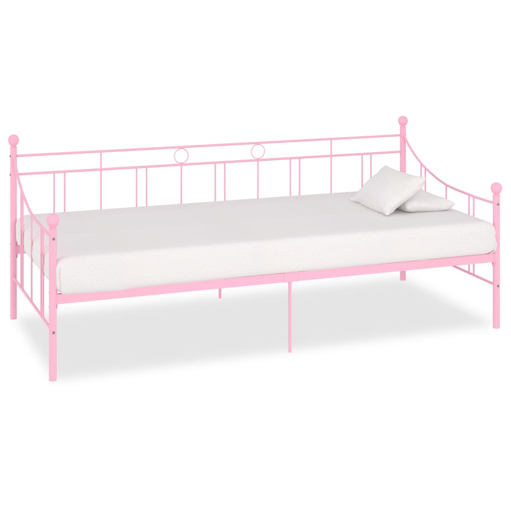 vidaXL Päivävuoteenrunko pinkki metalli 90x200 cm