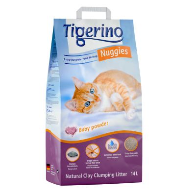 Tigerino Nuggies Ultra -kissanhiekka, talkin tuoksuinen - 14 l